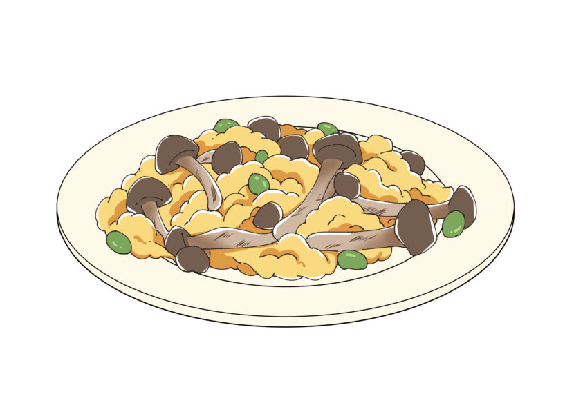 しめじとふわふわ卵のマヨ炒め