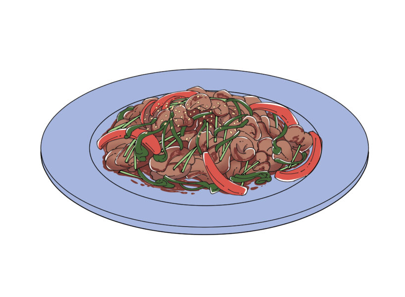 牛肉の豆苗のオイスターソース炒め